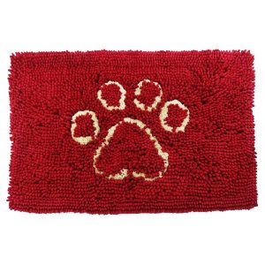 Tappeto per cani e gatti rosso con stampa zampa 50x80cm